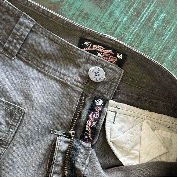Y2K Lost Girl Convertible Cargo Pants Grey Flare Utility Sz 5 Small Vintage Gorp - Picture 8 of 12